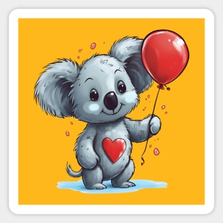 Koala bear with Red Balloon Sticker